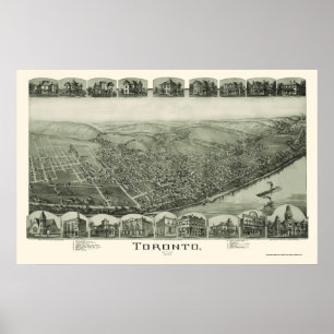 Toronto, OH Panoramic Karta - 1889 Poster