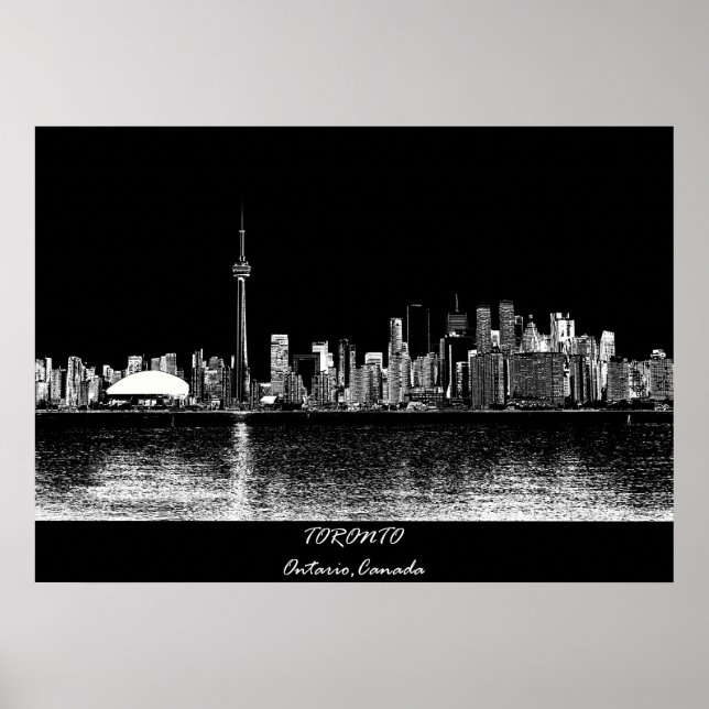 Toronto Ontario Canada Black Skyline Photo 188 Poster (Framsidan)