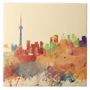 Toronto Ontario Canada Orange Skyline Design 248 Kakelplatta