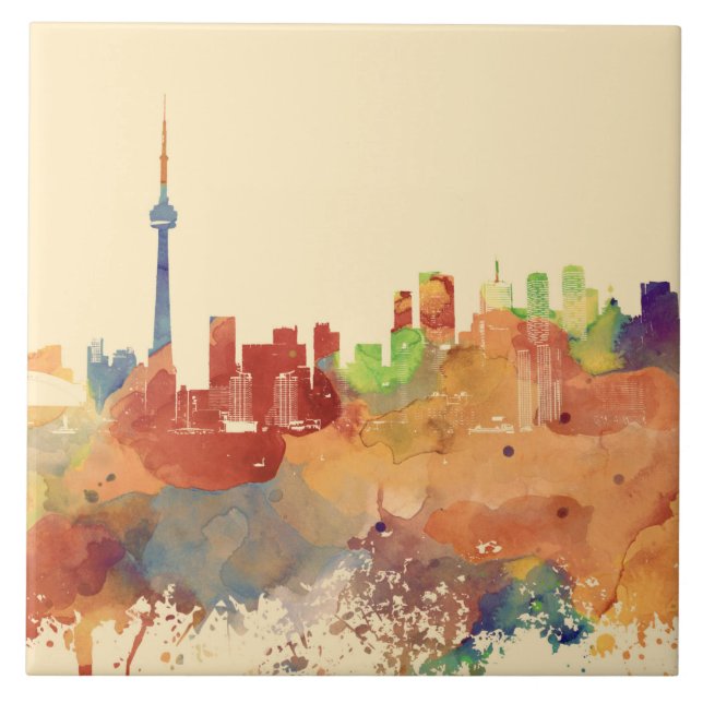Toronto Ontario Canada Orange Skyline Design 248 Kakelplatta (Framsidan)