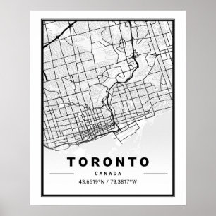 Toronto Ontario Canada Travel City Karta Poster