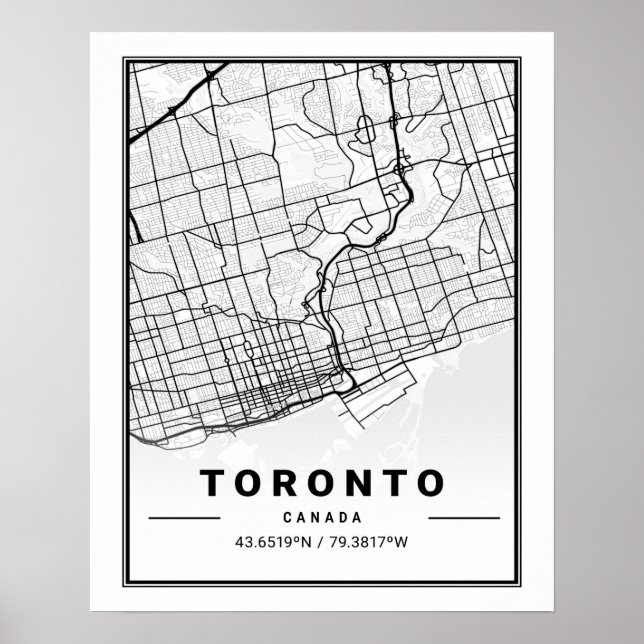 Toronto Ontario Canada Travel City Karta Poster (Framsidan)