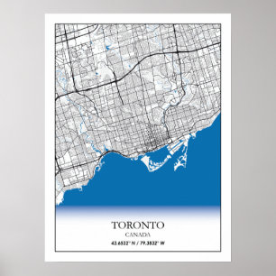 Toronto Ontario Canada Travel City Karta Poster
