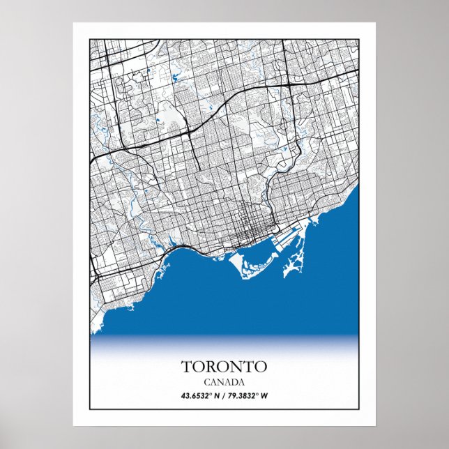 Toronto Ontario Canada Travel City Karta Poster (Framsidan)