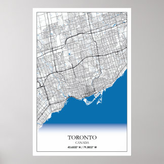 Toronto Ontario Canada Travel City Karta Poster
