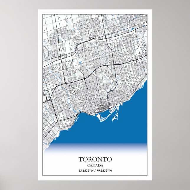 Toronto Ontario Canada Travel City Karta Poster (Framsidan)
