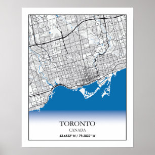Toronto Ontario Canada Travel City Karta Poster