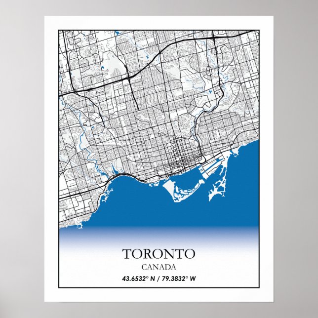 Toronto Ontario Canada Travel City Karta Poster (Framsidan)