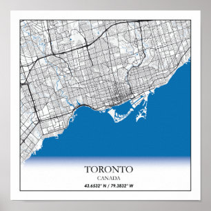 Toronto Ontario Canada Travel City Karta Poster
