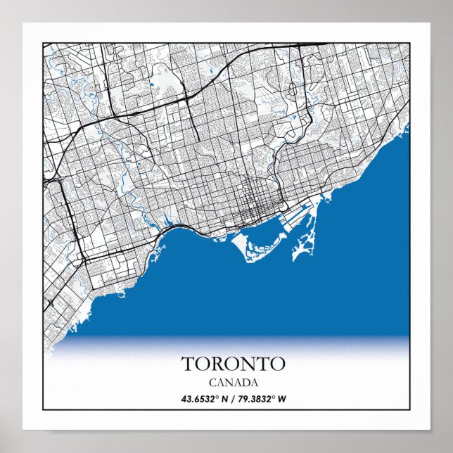 Toronto Ontario Canada Travel City Karta Poster (Framsidan)