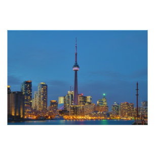 Toronto Ontario Kanada horisont på natten Fototryck