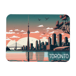 Toronto Ontario Panorama Vy Stadssiluett Magnet