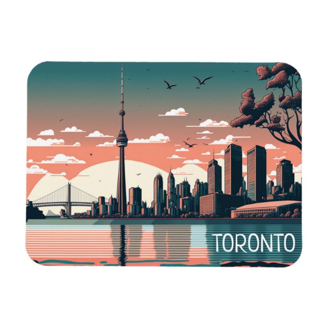 Toronto Ontario Panorama Vy Stadssiluett Magnet (Horisontell)