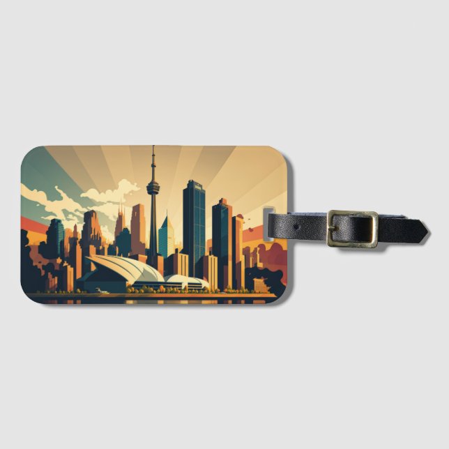 Toronto Ontario Vintage Sunset Cityscape Bagagebricka (Framsida horisontal)