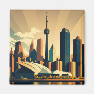 Toronto Ontario Vintage Sunset Cityscape Magnet
