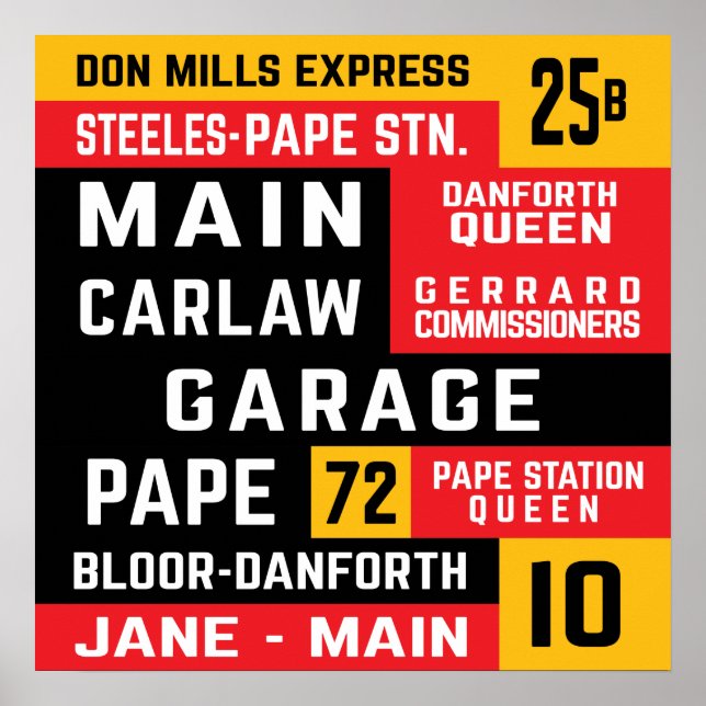 Toronto Öster End TTC Buss Rollsign Poster (Framsidan)