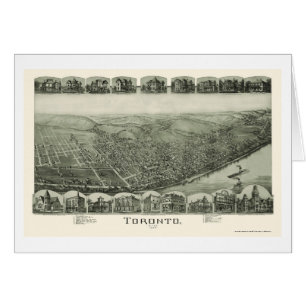Toronto panorama- karta för OH - 1889 Hälsningskort