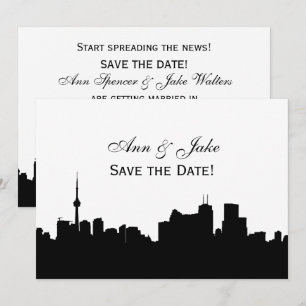 Toronto Silhuett DIY BG Färg Spara Datum Wh2 Inbjudningar