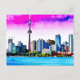 Toronto Skyline målade design på vykort