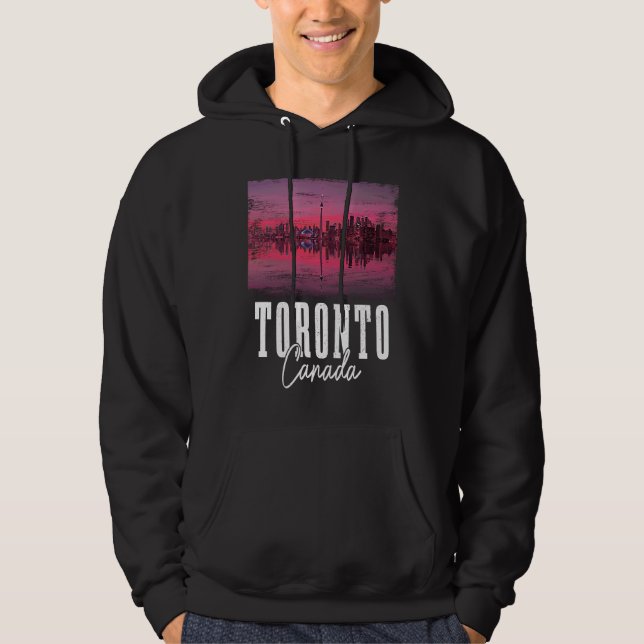 Toronto Skyline Ontario Canada Maple Leaf Canadian Hoodie (Framsida)