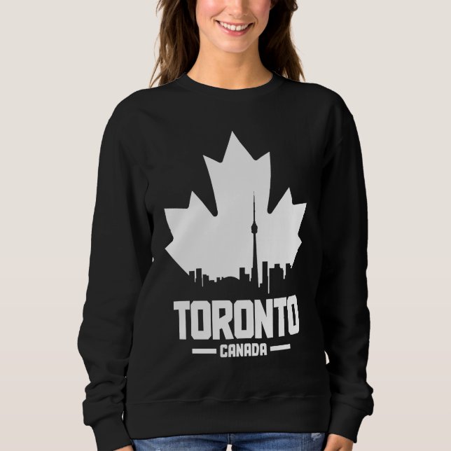 Toronto Skyline Ontario Canada Maple Leaf Canadian T Shirt (Framsida)