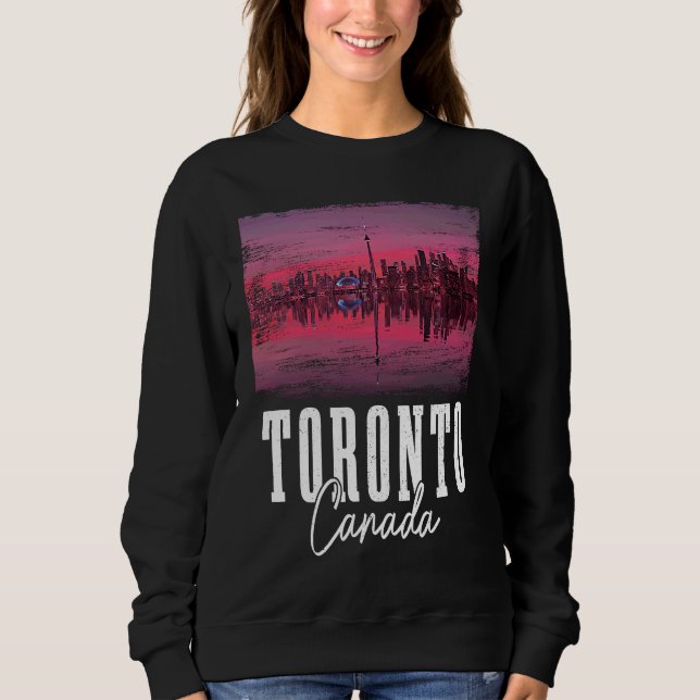 Toronto Skyline Ontario Canada Maple Leaf Canadian T Shirt (Framsida)