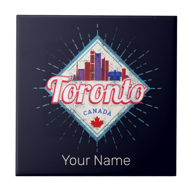 Toronto Skyline Ontario Retro Canada Vintage Kakelplatta (Framsidan)