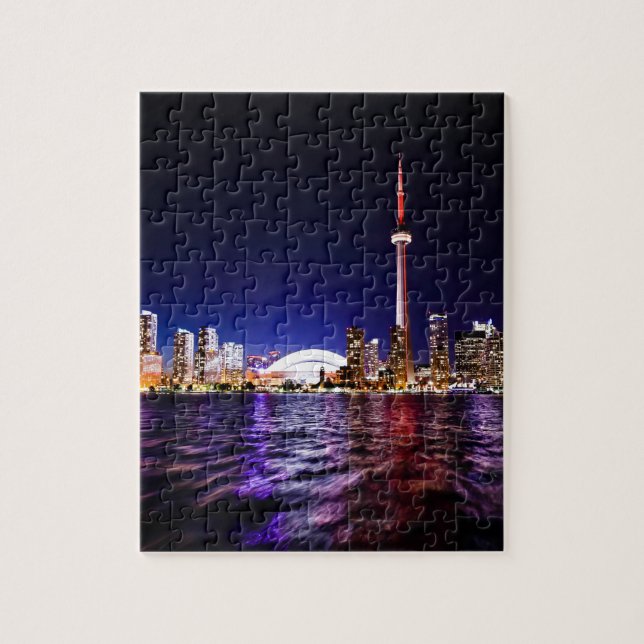 Toronto Skyline på natten Pussel (Vertikal)