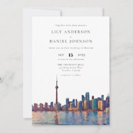 Toronto Skyline Watercolor Elegant Wedding Inbjudningar