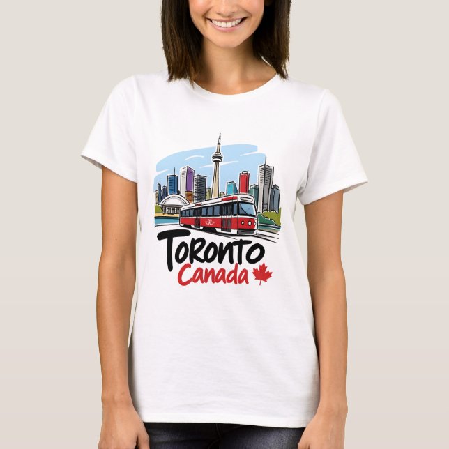 Toronto söta TTC Spårvagn Skyline T Shirt (Framsida)
