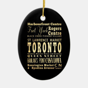 Toronto stad av Kanada typografikonst Julgransprydnad Keramik