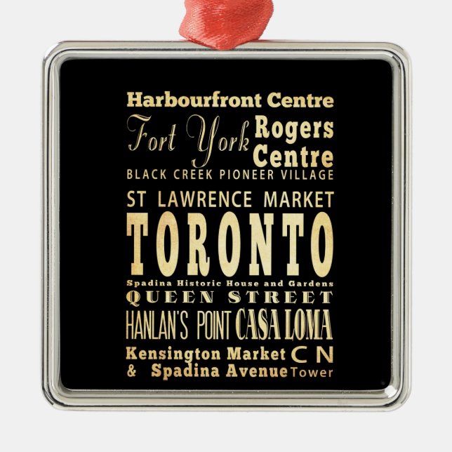 Toronto stad av Kanada typografikonst Julgransprydnad Metall (Framsidan)