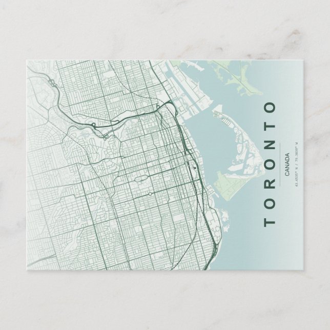 Toronto stads karta Minimal vykort (Framsida)
