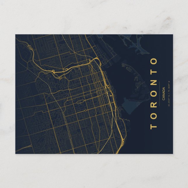 Toronto stads karta minimal vykort (Framsida)