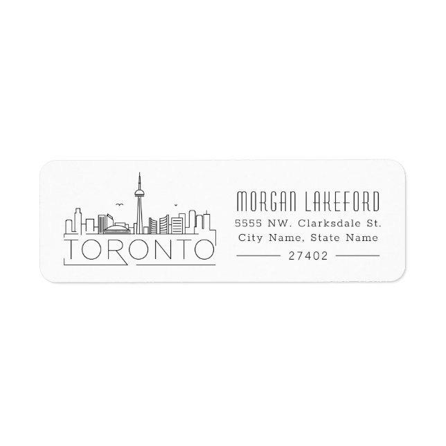 Toronto Stylized Skyline | Returadress Etikett (Framsidan)
