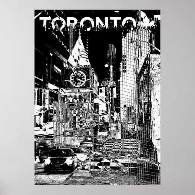 ࿗ Toronto, svart och vitt kollage Poster (Framsidan)