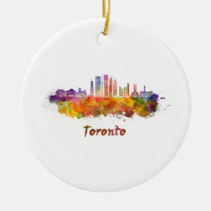 Toronto V2 skyline i vattenfärg Julgransprydnad Keramik