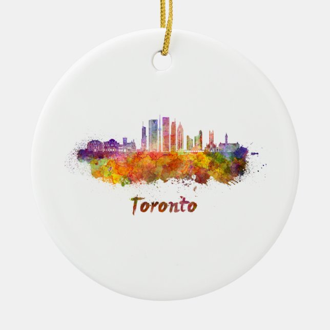 Toronto V2 skyline i vattenfärg Julgransprydnad Keramik (Framsidan)