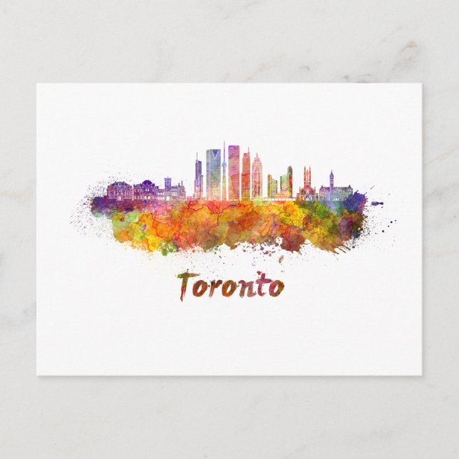 Toronto V2 skyline in watercolor Vykort (Framsida)