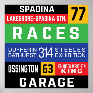Toronto Väster End TTC Buss Rollsign Poster