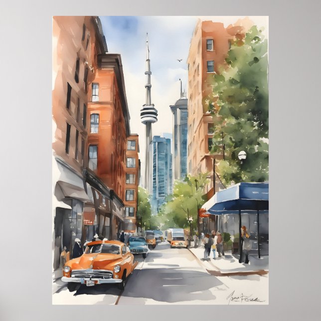 Toronto vattenfärgskonst poster (Framsidan)