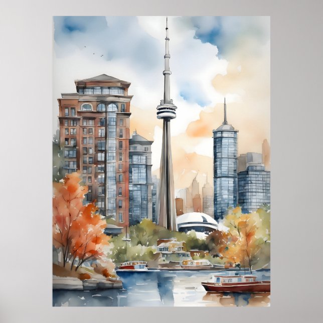 Toronto vattenfärgskonst poster (Framsidan)