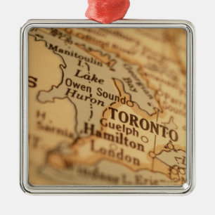 TORONTO vintagekarta Julgransprydnad Metall