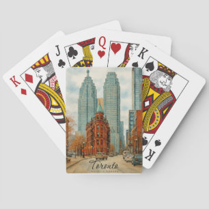 Torontos Skyline Kanada Vintage Vattenfärg Casinokort