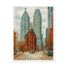 Torontos Skyline Kanada Vintage Vattenfärg