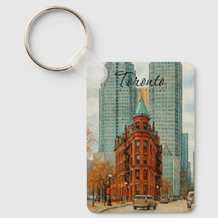 Torontos Skyline Kanada Vintage Vattenfärg Nyckelring