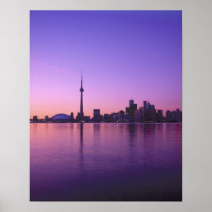 Torontos skyline på natten, Ontario, Kanada Poster