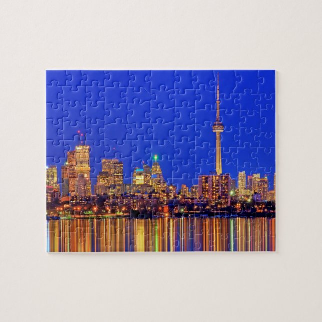 Torontos skyline på natten pussel (Horisontell)
