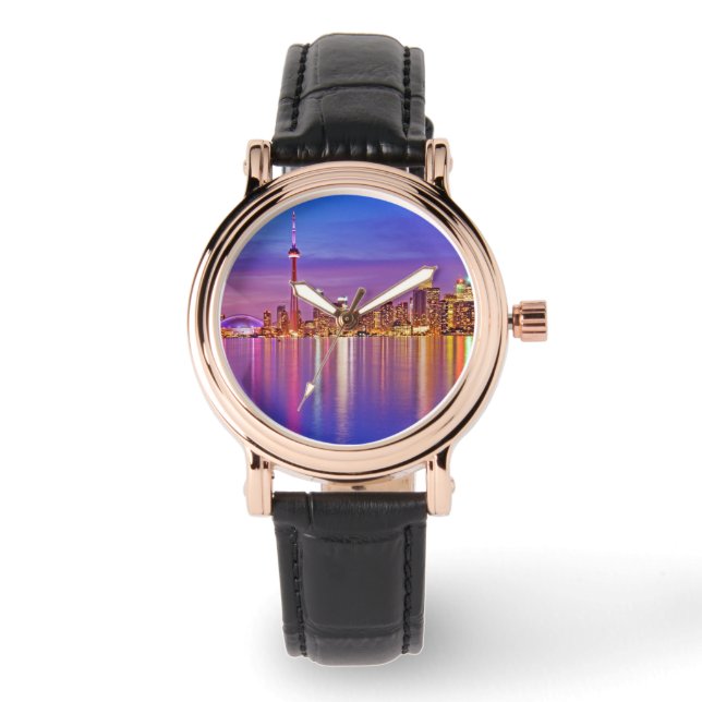 Torontos skyline vid skymning armbandsur (Framsida)