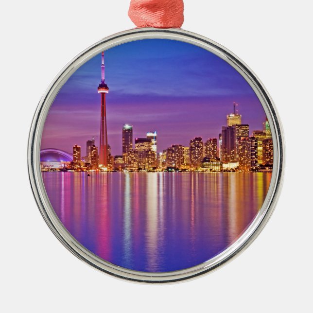 Torontos skyline vid skymning julgransprydnad metall (Framsidan)